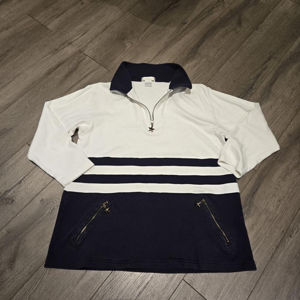 Vintage 90s Tara Vanessa Nautical 1/4 Zip Pullover